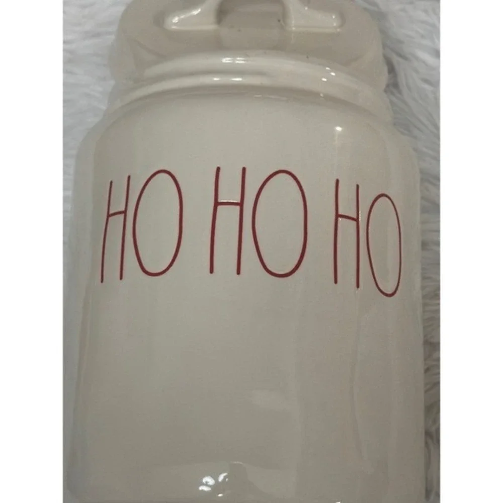 Rae Dunn HO HO HO Christmas Ceramic‎ Canister Magenta Artisan Collection Red